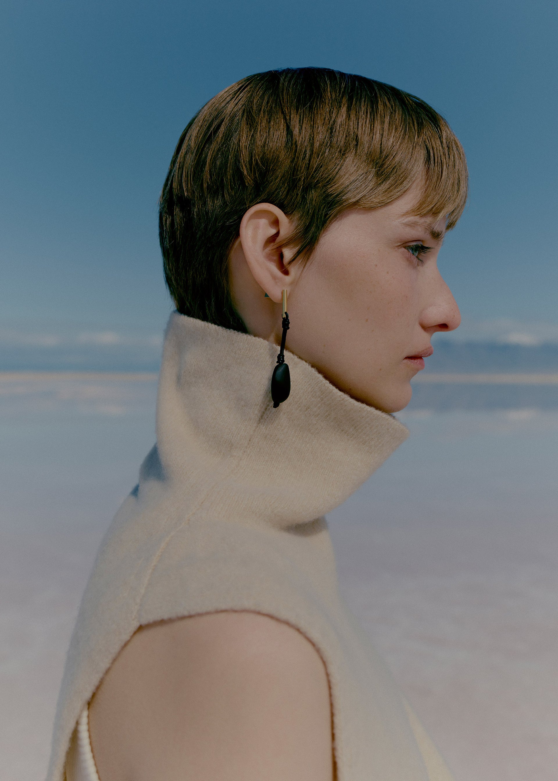 Téré ダングリングピアス - ブラックマーブル