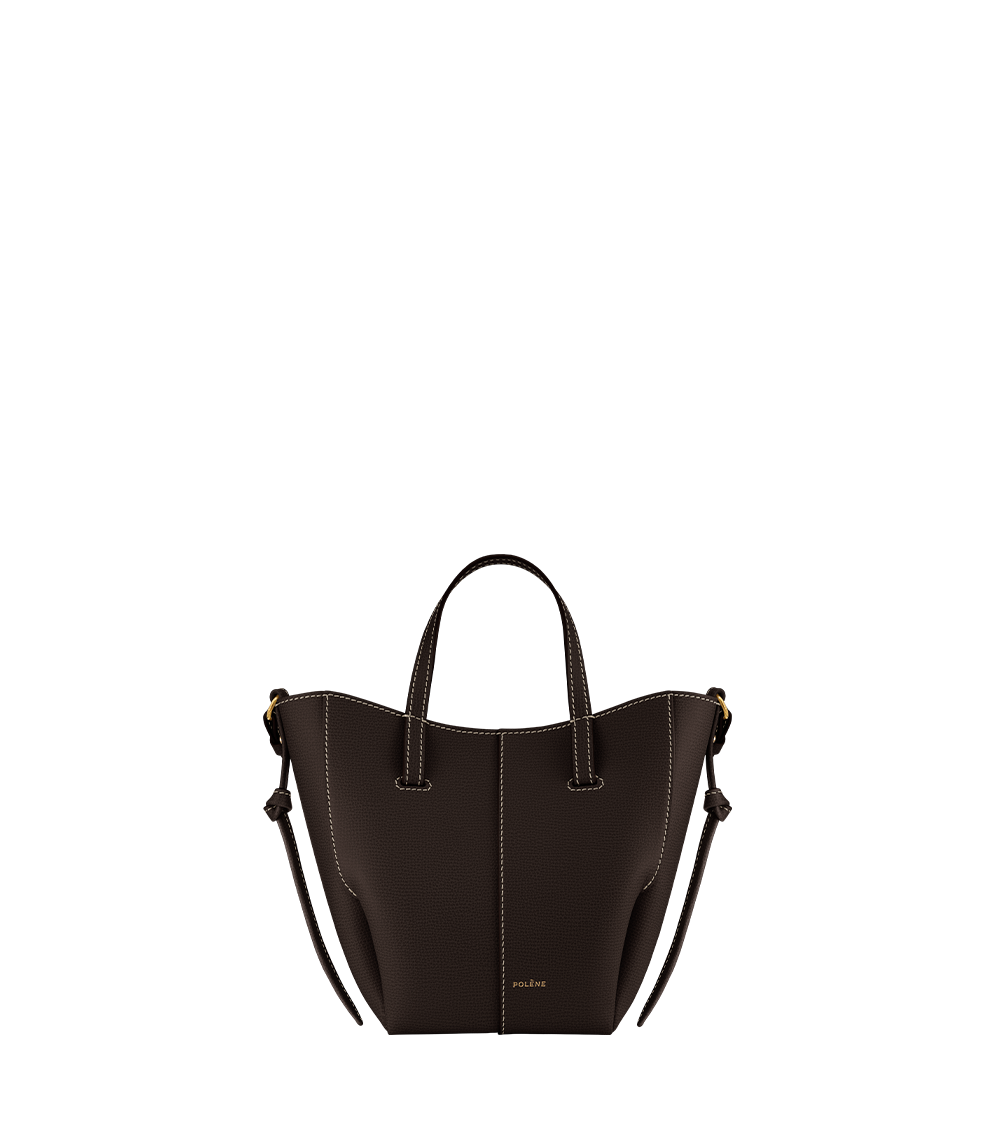 Polène | バッグ - Cyme Tote Nano - テクスチャード エボニー – Polène JP