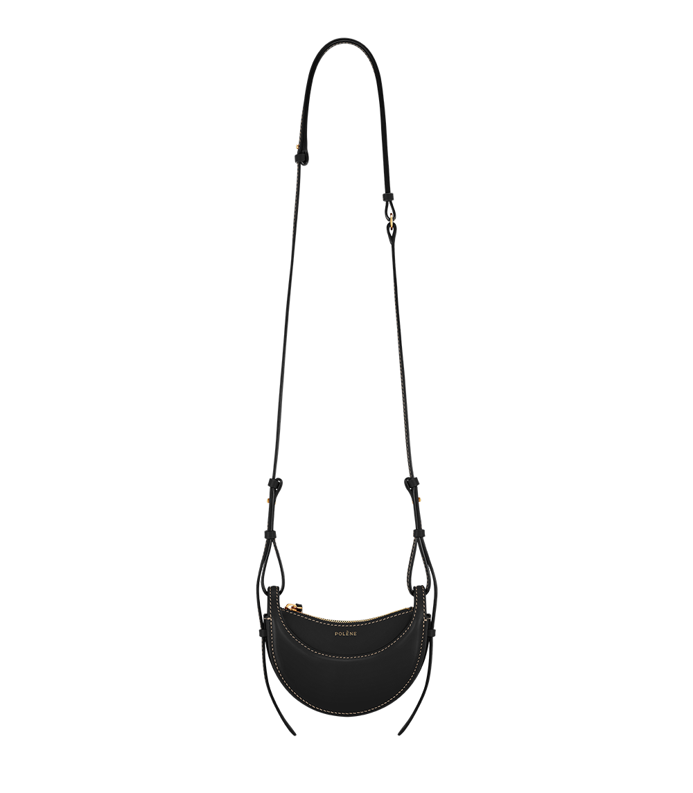 ポレーヌ　POLENE Numéro Dix 黒　ショルダーバッグ Polène | バッグ - Numéro Dix Micro - ブラック エクリュステッチ