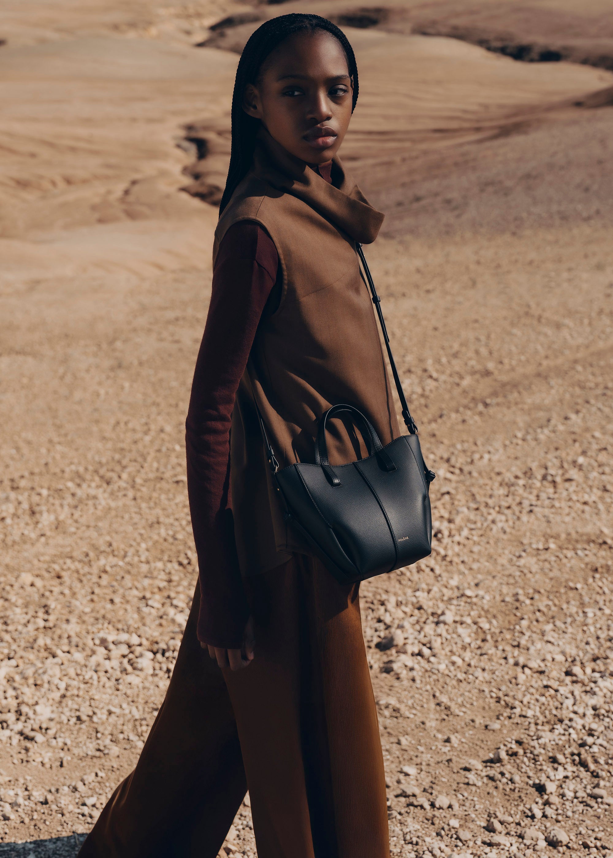 Polène | バッグ - Cyme Tote Nano - テクスチャード ブラック