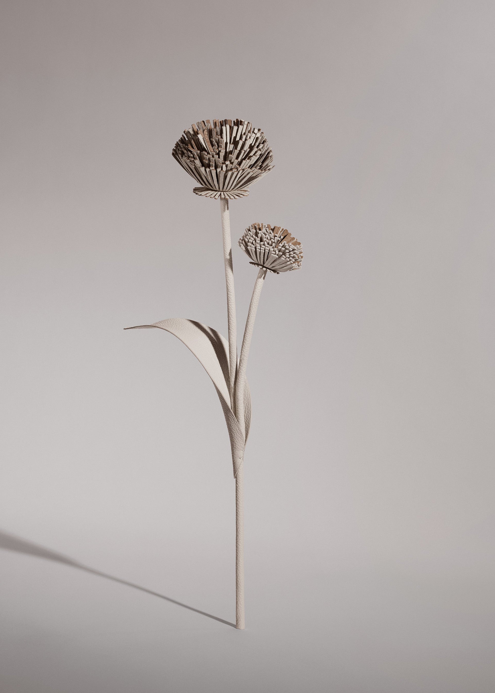 Tul レザーフラワー - チョーク