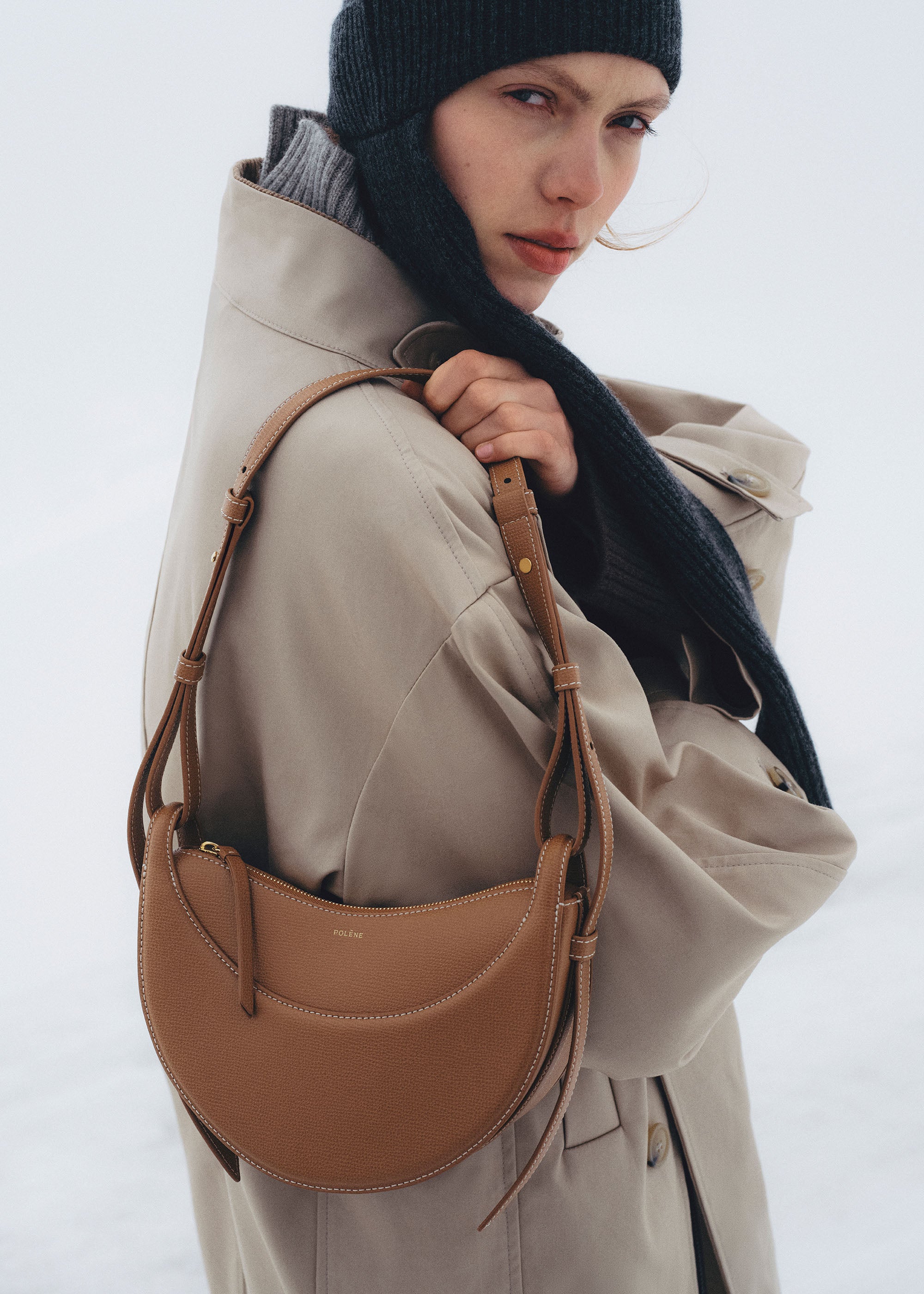 POLÈNE ブラウン バッグ ポーチ付き POLÈNE ブラウン Mini トートバッグ ポーチ付き